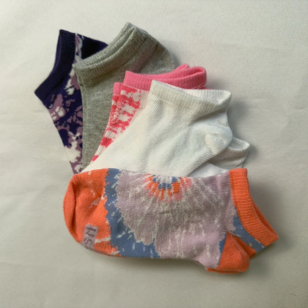 Hanes No Show Socks Girls Medium 10.5-4 Multicolored Cushion 5 pair